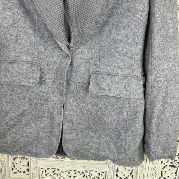 Iris Setlakwe Gray Wool Blend Removable Collar Single Button Blazer Jacket Sz XS - Picture 6 of 9